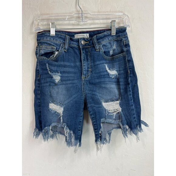 Cello Sz 3 Destructed Jean Shorts Medium Wash - Picture 2 of 8